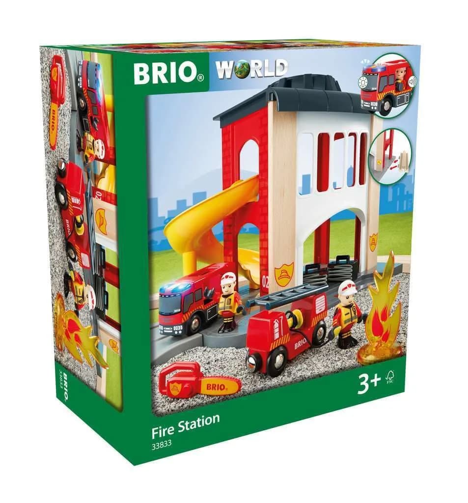 BRIO World Central Fire Station Toy Set with Fire Truck | 12 Pieces, Light & Sound Features, Wood Construction - view 4