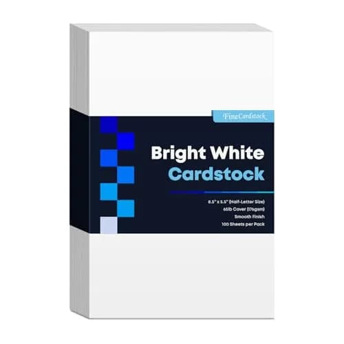 S Superfine Printing Half Letter Size Cardstock 8.5” x 5.5” Bright White 65lb Cover | Perfect for Business & Arts thumbnail 1