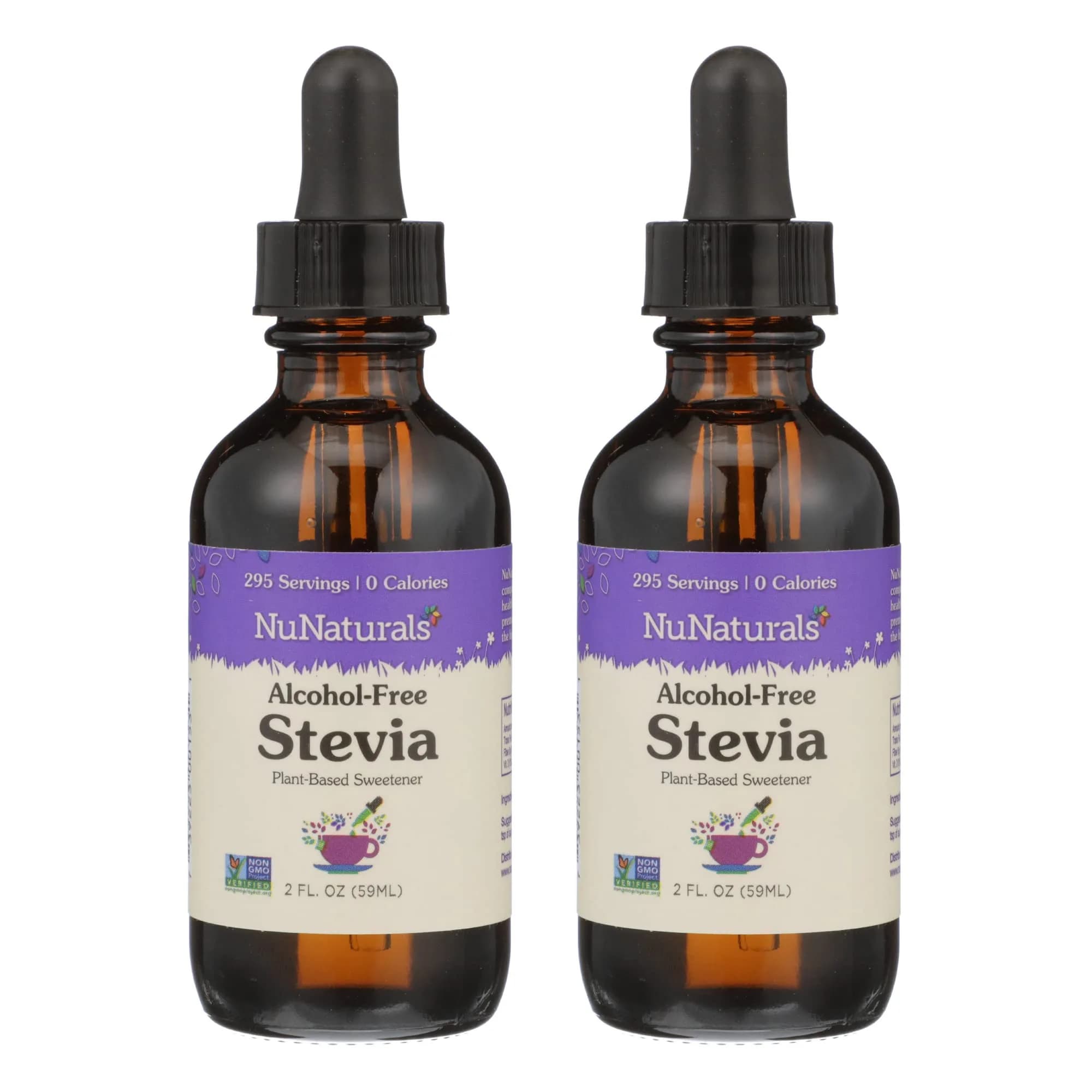 Nunaturals Liquid Stevia Sweetener, 2oz (2-Pack) | Pure, Unflavored, All-Natural Sugar Substitute — Unflavored - Alcohol Free