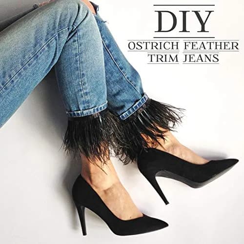 AWAYTR 2 Yards Ostrich Feather Fringe for Sewing Crafts, Red | Whimsical DIY Decoration thumbnail 4