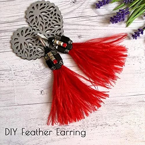AWAYTR 2 Yards Ostrich Feather Fringe for Sewing Crafts, Red | Whimsical DIY Decoration thumbnail 2