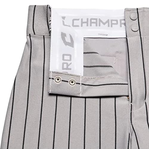 CHAMPRO boys Triple Crown Pinstripe Polyester Baseball Pant, Grey, Black Pin, Medium US | Traditional ankle-length fit with abrasion-resistant fabric thumbnail 6