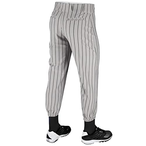 CHAMPRO boys Triple Crown Pinstripe Polyester Baseball Pant, Grey, Black Pin, Medium US | Traditional ankle-length fit with abrasion-resistant fabric thumbnail 2