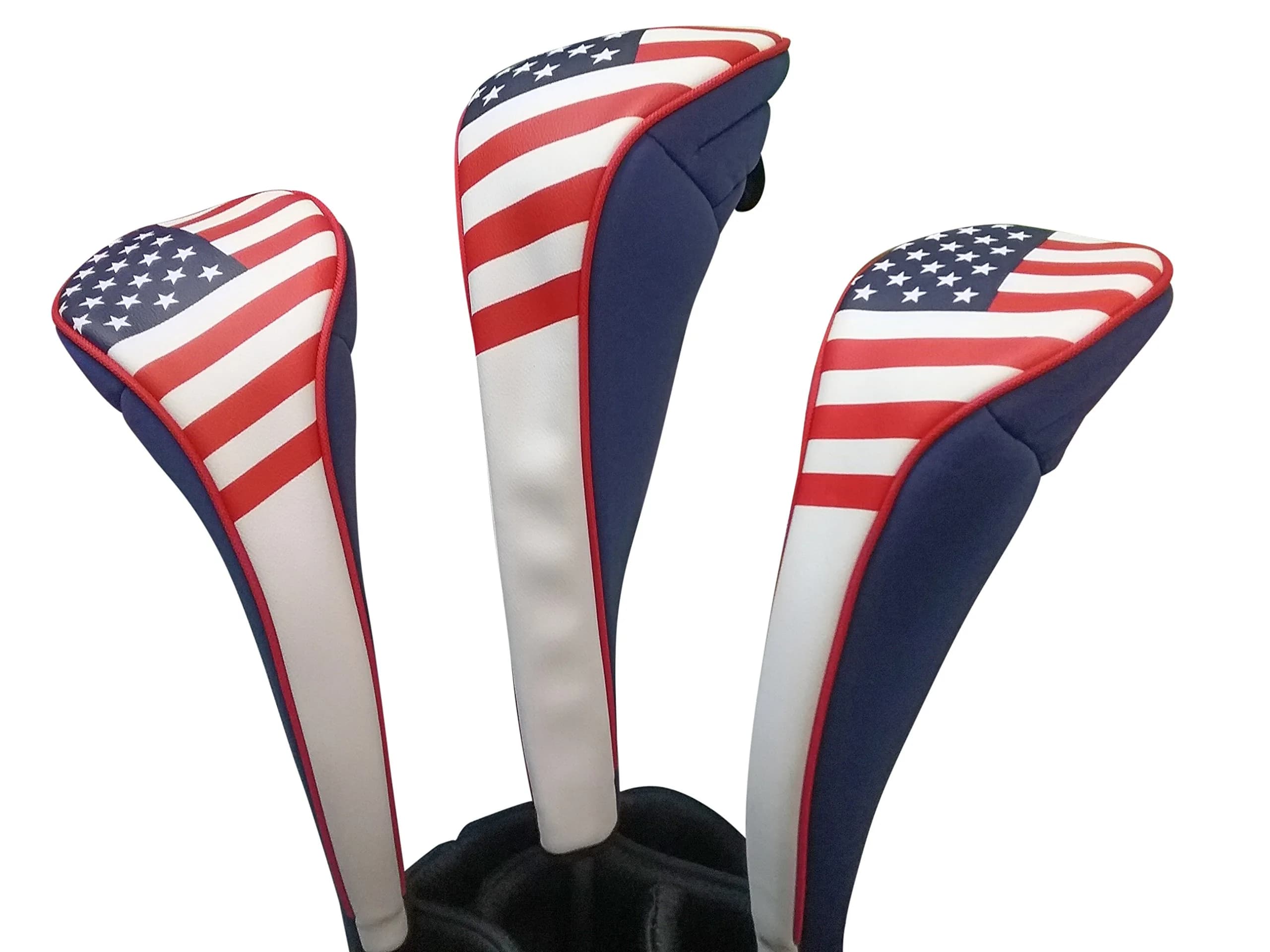 Majek USA Patriot Golf Zipper Head Covers Driver 1 3 5 | Patriotic Neoprene Golf Club Covers (up to 460cc) — red, white, blue