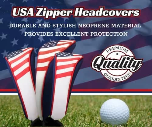 Majek USA Patriot Golf Zipper Head Covers Driver 1 3 5 | Patriotic Neoprene Golf Club Covers (up to 460cc) thumbnail 2