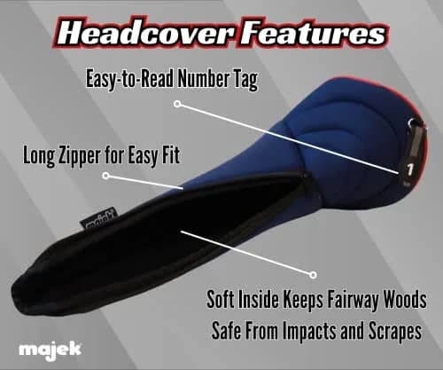 Majek USA Patriot Golf Zipper Head Covers Driver #1 Neoprene | Thick, Stretchy & Impact-Resistant thumbnail 3