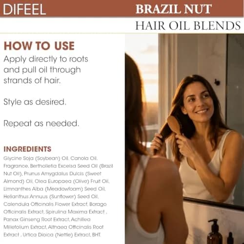 Difeel Brazil Nut Hair Oil Blend 74ml (2.5 Fl Oz) | Deeply Nourishes Dry Hair thumbnail 7