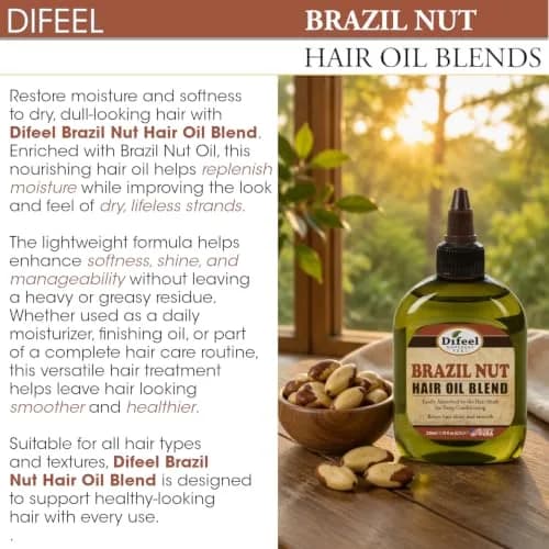 Difeel Brazil Nut Hair Oil Blend 74ml (2.5 Fl Oz) | Deeply Nourishes Dry Hair thumbnail 3