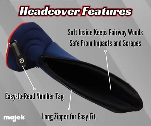Majek USA Patriot Golf Zipper Head Covers 5 Fairway Woods Neoprene Patriotic Fit thumbnail 3