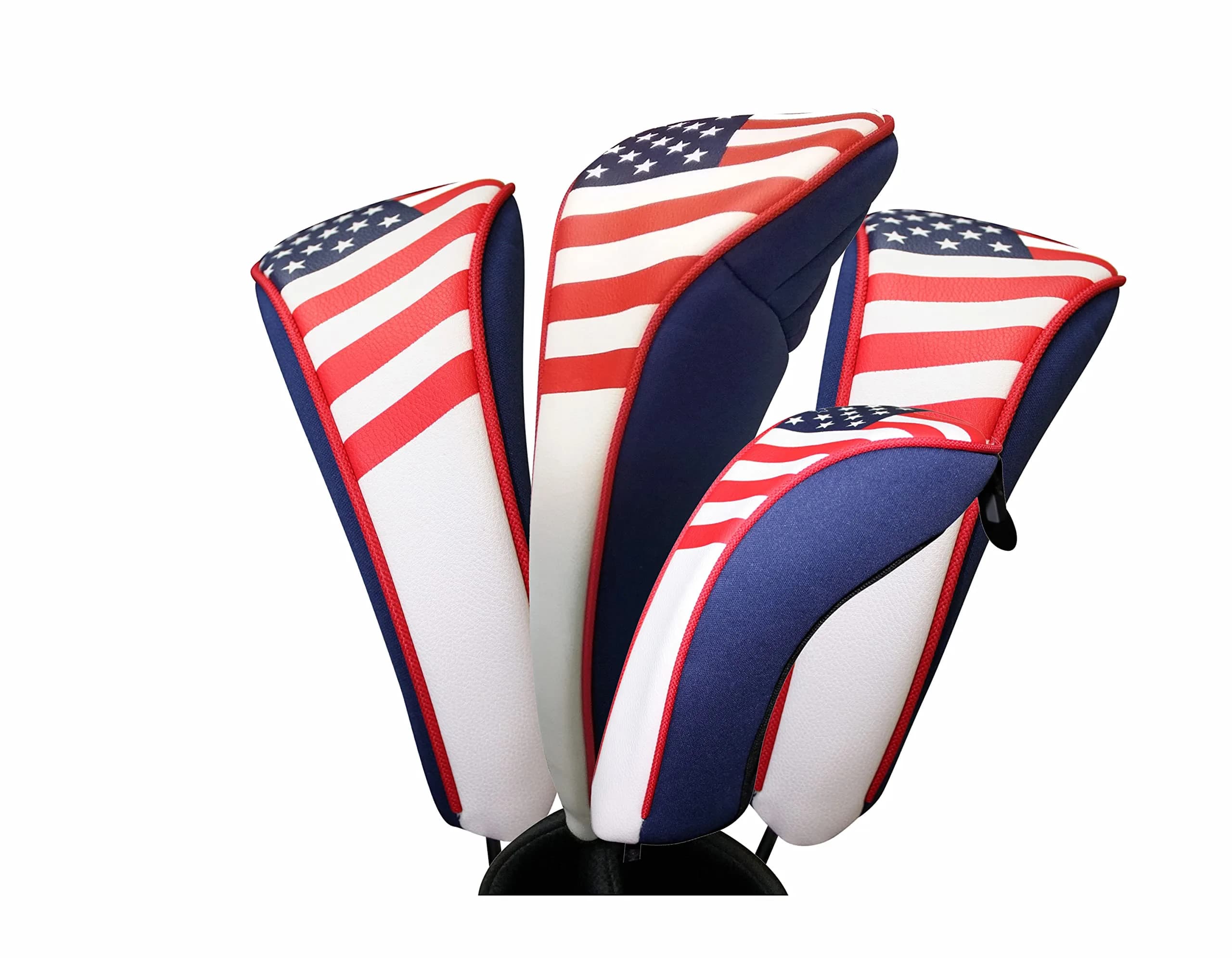 Majek USA Patriot Golf Zipper Head Covers 1 3 5 H Driver Hybrid Fairway | Patriotic Neoprene Golf Club Covers - main product image