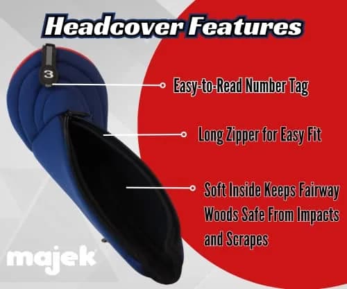 Majek USA Patriot Golf Zipper Head Covers 1 3 5 H Driver Hybrid Fairway | Patriotic Neoprene Golf Club Covers thumbnail 4