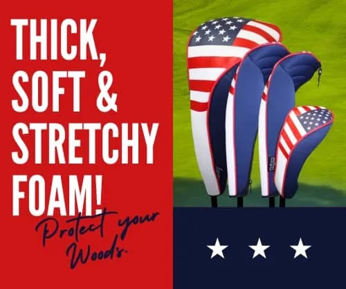 Majek USA Patriot Golf Zipper Head Covers 1 3 5 H Driver Hybrid Fairway | Patriotic Neoprene Golf Club Covers thumbnail 3