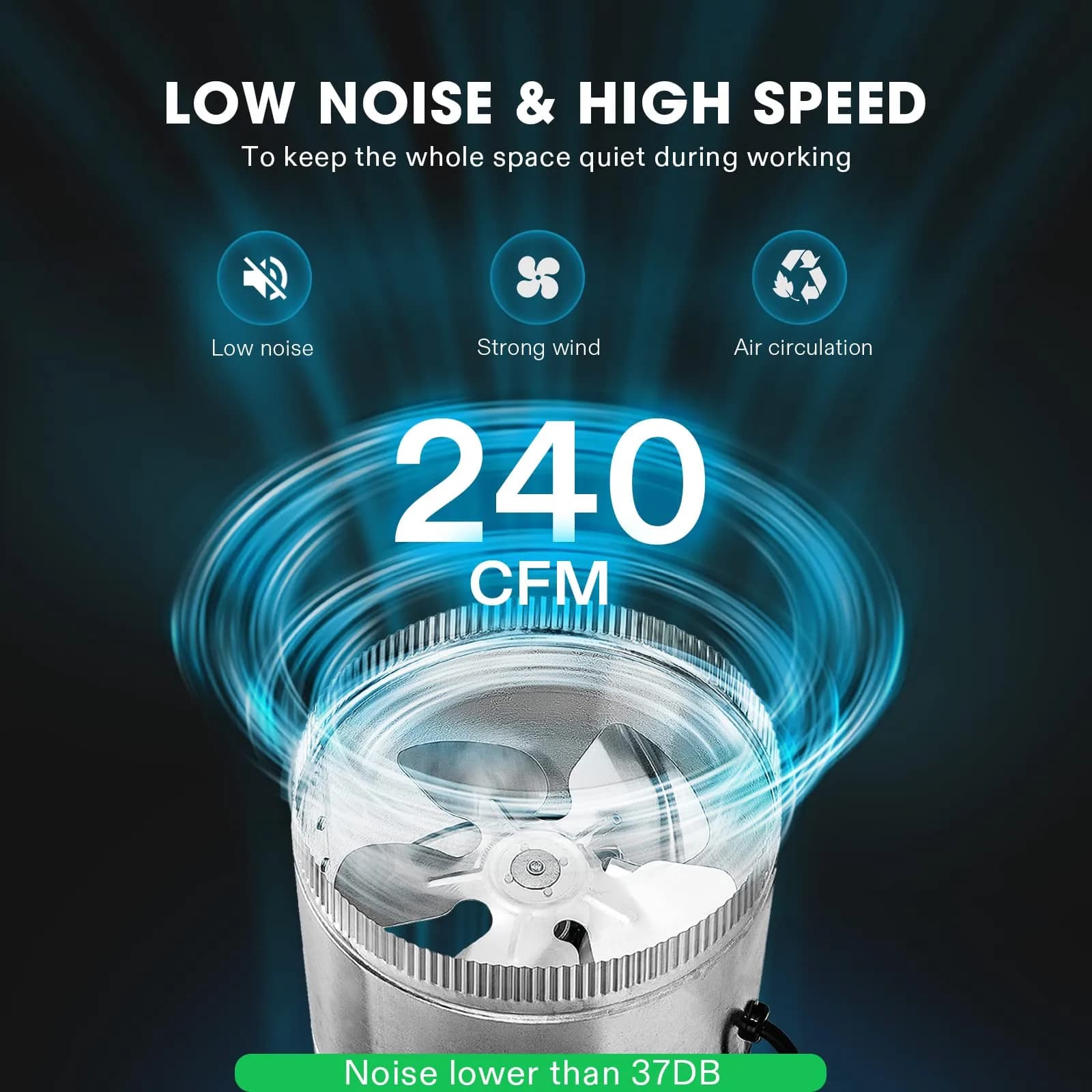 VIVOSUN 6 Inch Inline Duct Fan with Speed Regulator, 240 CFM | 15.2cm (6") Duct Diameter - view 4