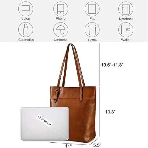 S-ZONE Vintage Genuine Leather Tote Shoulder Bag Large Capacity | Elegant & Durable thumbnail 4
