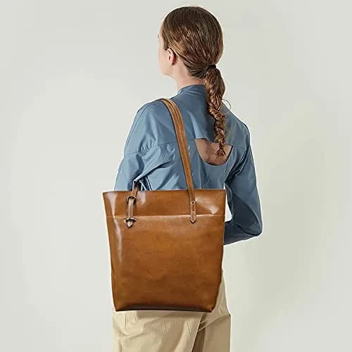 S-ZONE Vintage Genuine Leather Tote Shoulder Bag Large Capacity | Elegant & Durable thumbnail 2