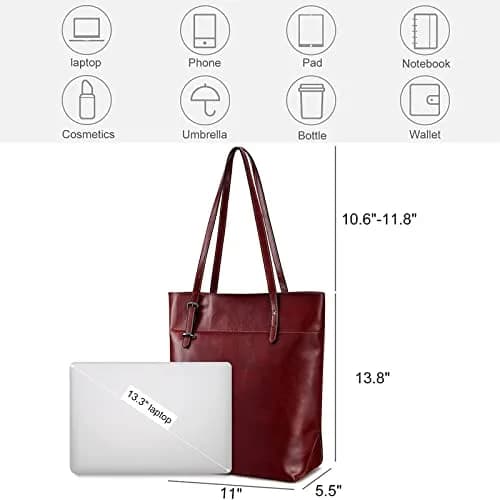 S-ZONE Vintage Genuine Leather Tote Shoulder Bag Large Capacity | Elegant & Durable thumbnail 4