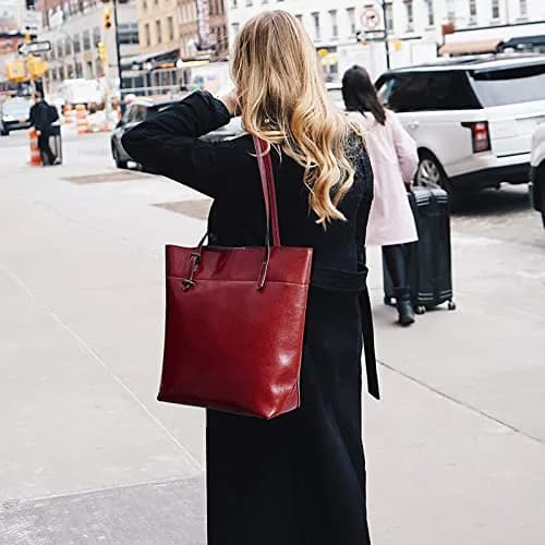 S-ZONE Vintage Genuine Leather Tote Shoulder Bag Large Capacity | Elegant & Durable thumbnail 2