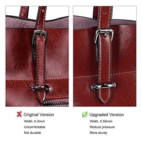 S-ZONE Vintage Genuine Leather Tote Shoulder Bag Large Capacity | Elegant & Durable thumbnail 3