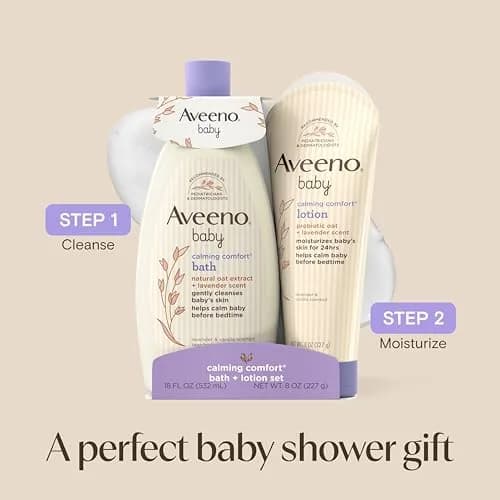 Aveeno Baby Calming Comfort Bath & Lotion Set, 2 Items | Soothing Lavender & Vanilla for Sensitive, Dry Skin thumbnail 8