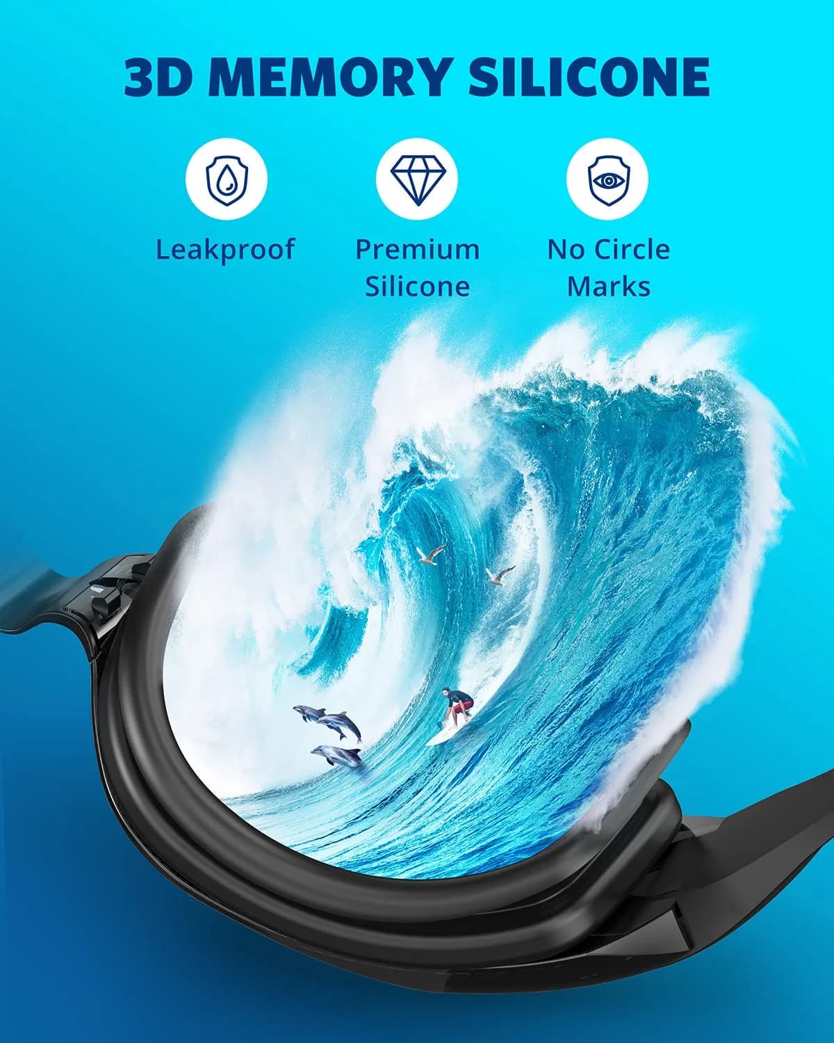 Aegend Swim Goggles, No Leaking Full Protection Adult Youth | Anti-Fog UV Protection - view 5