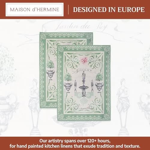 Maison d' Hermine Kitchen Towels Set of 2 | 100% Cotton, 27.50" x 20" | European Design thumbnail 2