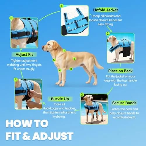 VIVAGLORY Dog Life Vest Rip Stop M Bright Yellow | Buoyant & Reflective for Water Safety thumbnail 5
