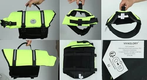 VIVAGLORY Dog Life Vest Rip Stop M Bright Yellow | Buoyant & Reflective for Water Safety thumbnail 8