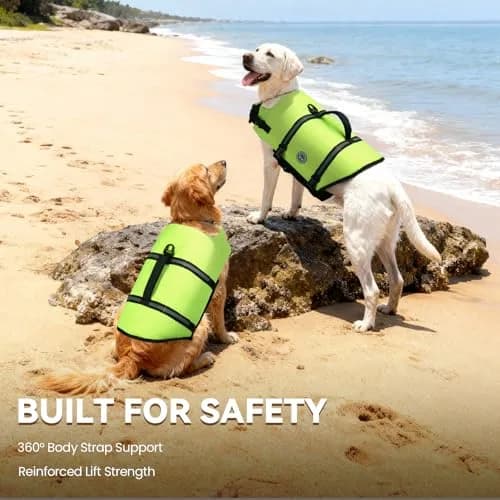 VIVAGLORY Dog Life Vest Rip Stop M Bright Yellow | Buoyant & Reflective for Water Safety thumbnail 2