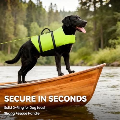 VIVAGLORY Dog Life Vest Rip Stop M Bright Yellow | Buoyant & Reflective for Water Safety thumbnail 3