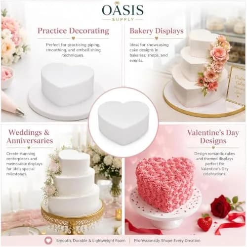 Oasis Supply Heart-Shaped Cake Dummy 18" | Practice & Display Cake Prop thumbnail 4