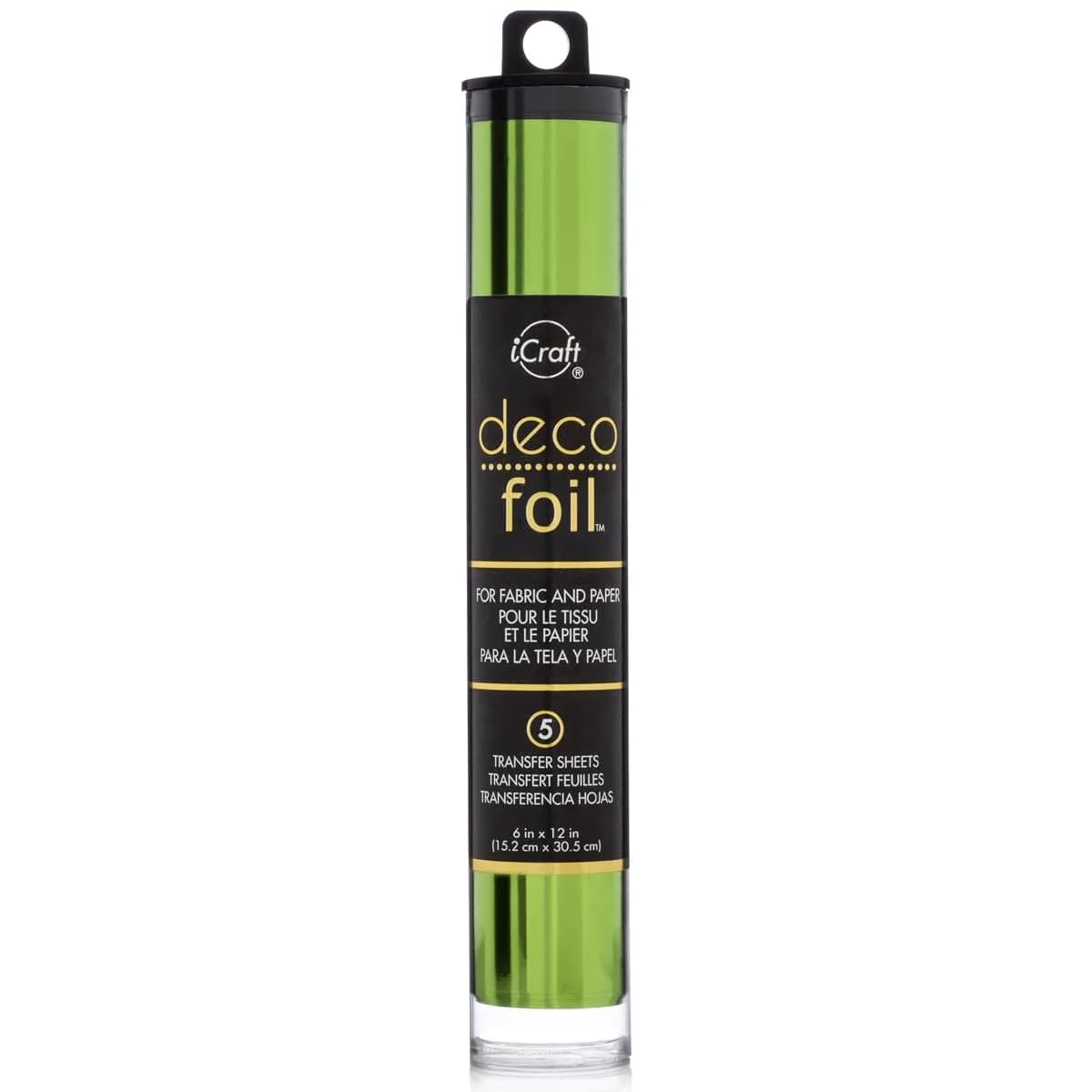 iCraft Deco Foil Transfer Sheets 6" x 12" (15.2 cm x 30.5 cm) Spring Green | 5 Sheets for Paper, Fabric, Wood - main product image