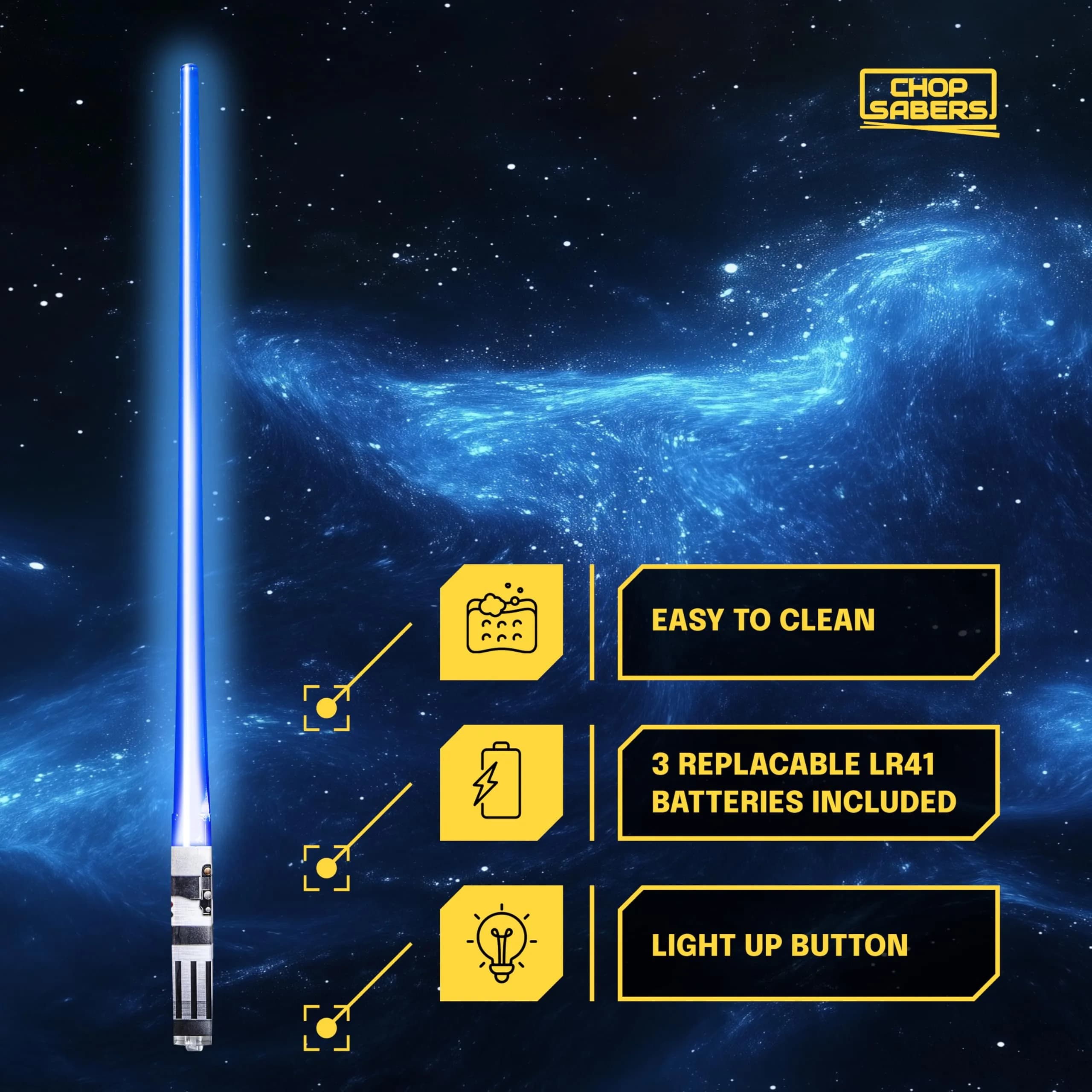 ChopSabers Lightsaber LED Chopsticks, Blue (25.4 cm / 10.25 inches) | Fun Food Wars - view 5