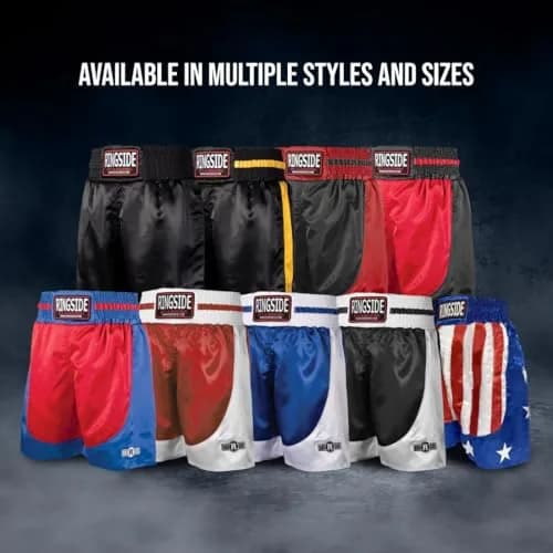 Ringside Pro-Style Boxing Trunks, Black, Youth Medium | Satin Shorts for Boxing & MMA thumbnail 4