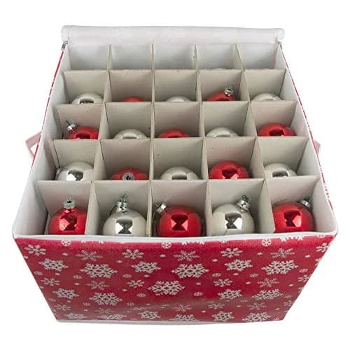 DII Christmas Ornament Storage Box with Dividers 16x16x13" Holds 75 Ornaments thumbnail 6