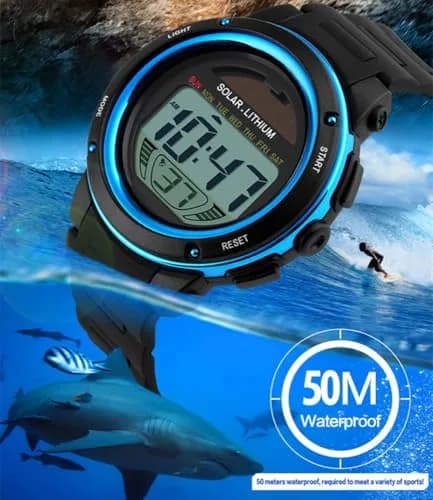 MASTOP Solar Watch Black LED Digital Military Waterproof Sports Watch 40mm (1.57in) thumbnail 2
