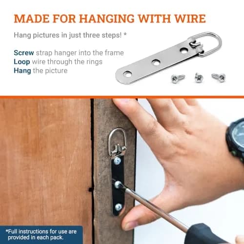 Picture Hang Solutions 3-Hole D-Ring Heavy Duty Picture Hangers 30 Pack | Supports up to 50 lb thumbnail 4