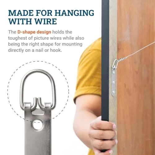Picture Hang Solutions 3-Hole D-Ring Heavy Duty Picture Hangers 30 Pack | Supports up to 50 lb thumbnail 3