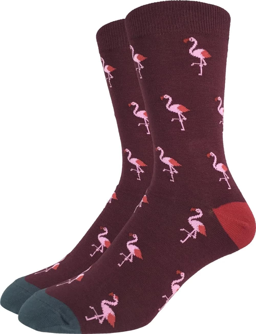 Good Luck Sock Men's Flamingo Crew Socks Large (Shoe size 7-12) | Fun Flamingo Design with Reinforced Toe
