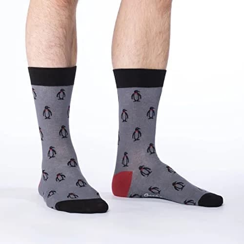 Good Luck Sock Men's Penguin Crew Socks, Grey, Large | Fun, Breathable & Reinforced (70-120 chars) thumbnail 2