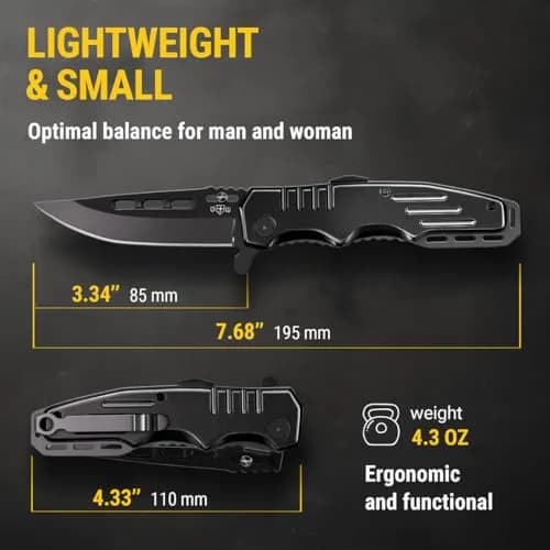 Grand Way Safety Lock Pocket Knife 3.4" Blade | Folding Tactical with Aluminum Handle for EDC & Camping thumbnail 4