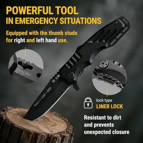 Grand Way Safety Lock Pocket Knife 3.4" Blade | Folding Tactical with Aluminum Handle for EDC & Camping thumbnail 5