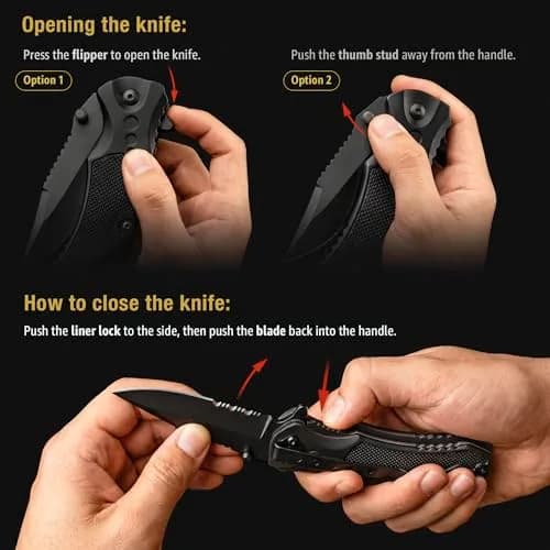 Grand Way Safety Lock Pocket Knife 3.4" Blade | Folding Tactical with Aluminum Handle for EDC & Camping thumbnail 6