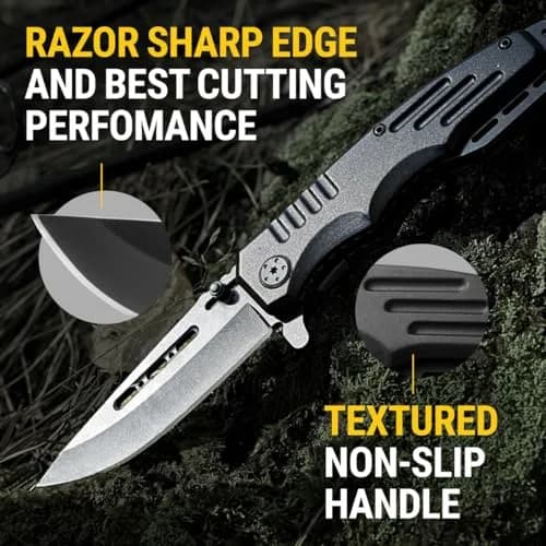 Grand Way Safety Lock Pocket Knife 3.4" Blade | Folding Tactical with Aluminum Handle for EDC & Camping thumbnail 7