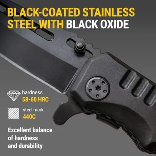 Grand Way Safety Lock Pocket Knife 3.4" Blade | Folding Tactical with Aluminum Handle for EDC & Camping thumbnail 2