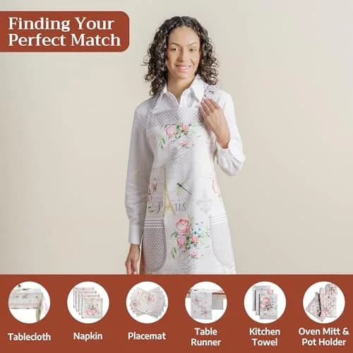 Maison d' Hermine Aprons for women with Pocket 100% Cotton | Stylish European Design, Full Coverage thumbnail 4