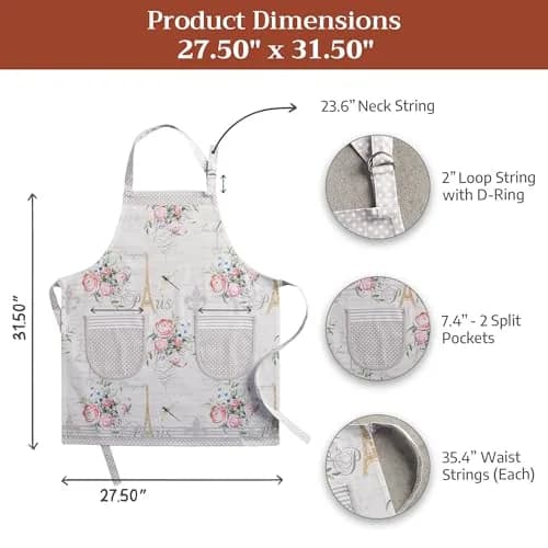 Maison d' Hermine Aprons for women with Pocket 100% Cotton | Stylish European Design, Full Coverage thumbnail 7