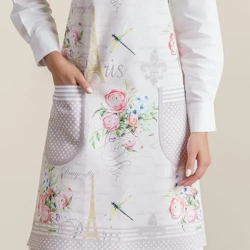 Maison d' Hermine Aprons for women with Pocket 100% Cotton | Stylish European Design, Full Coverage thumbnail 8