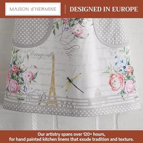 Maison d' Hermine Aprons for women with Pocket 100% Cotton | Stylish European Design, Full Coverage thumbnail 2