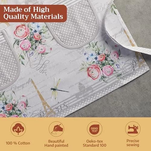 Maison d' Hermine Aprons for women with Pocket 100% Cotton | Stylish European Design, Full Coverage thumbnail 3