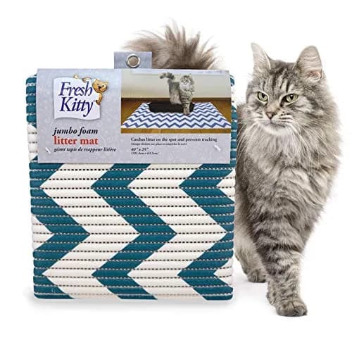 Fresh Kitty Water Resistant Waste Bag – XL Jumbo Foam Litter Mat, Blue/White Chevron, Phthalate & BPA Free, 40" x 25" thumbnail 1